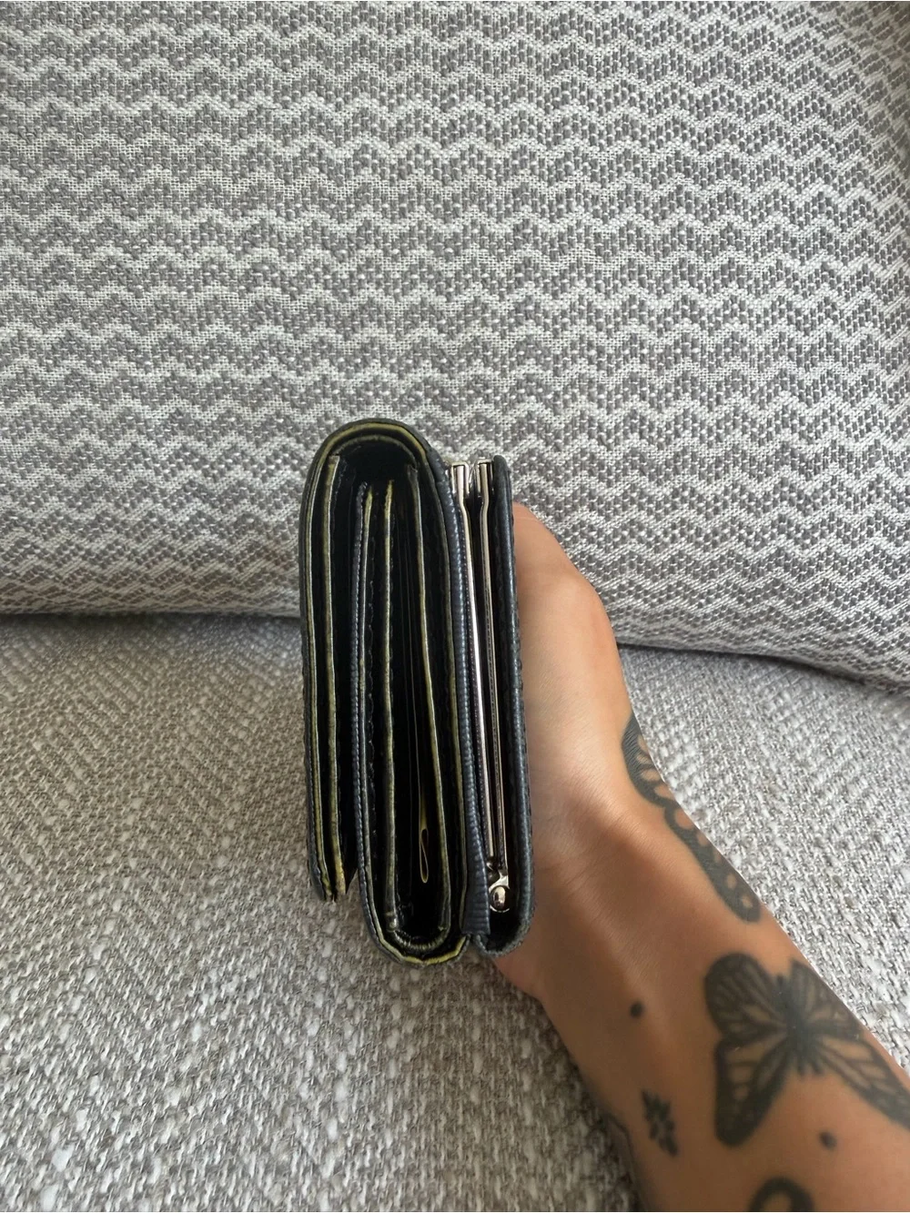 Vivienne Westwood Black Epi Leather Orb Compact Trifold Wallet